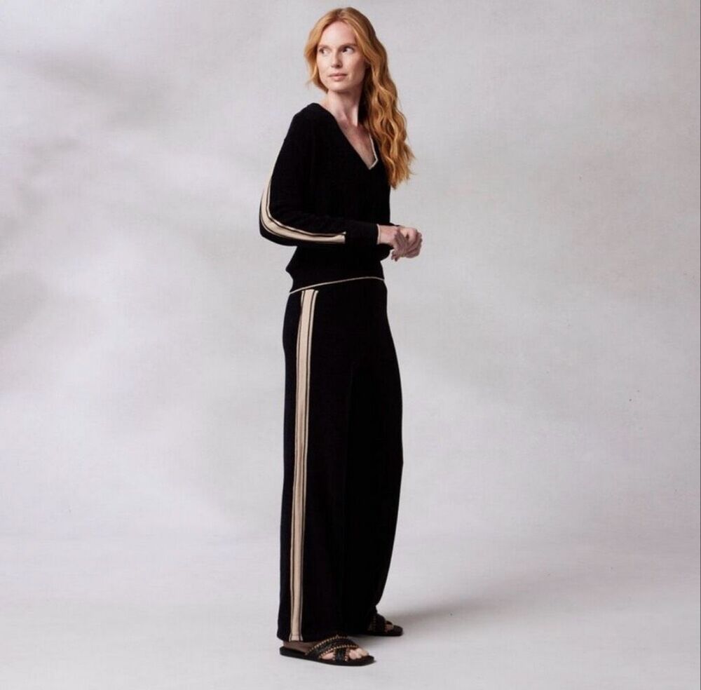 Kashwere Womens Kash-chic Sweater & Wide Leg Pant Tracksuit Set Black XS/S NWT